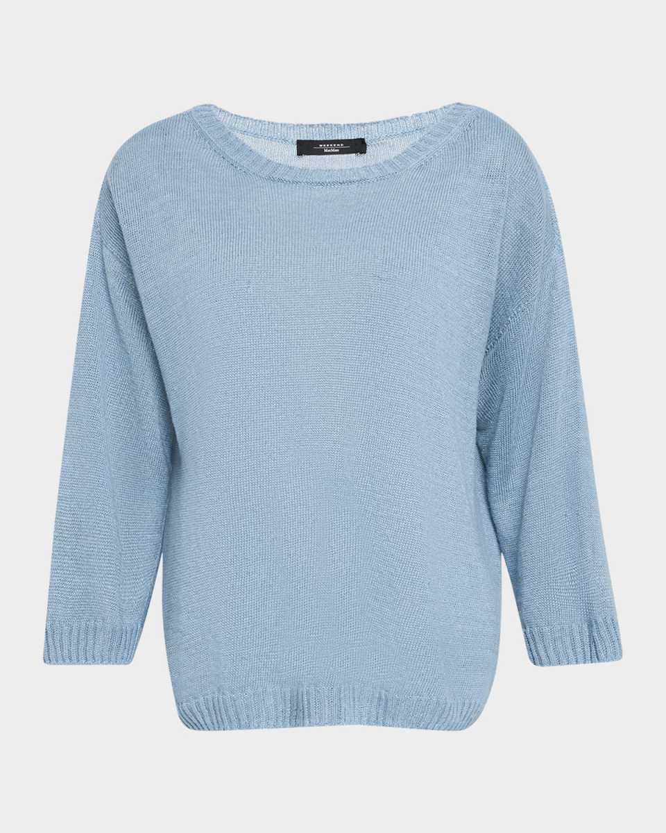 Selz Scoop-Neck Linen Knit Sweater